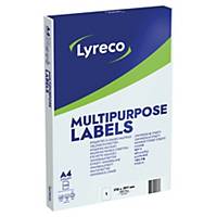 Caja de 100 etiquetas autoadhesivas LYRECO cantos rectos 210x297mm blancas