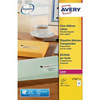 Etiquetas adhesivas láser Avery L7562-25 - 99 x 34 mm - transparente - Caja 400