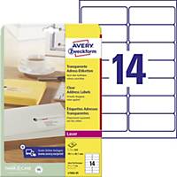 Avery Zweckform L7563 Adress-Etiketten, 99,1 x 38,1mm, transparent, 350 Stk/Pack