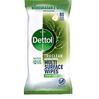 Dettol Tru Clean Antibacterial Multi Surface Wipes, Crisp Pear, Pack of 80