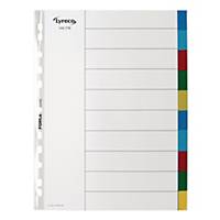 LYRECO POLYPROPYLENE MULTI COLOURED A4 10-PART TABBED INDEX SUBJECT DIVIDERS