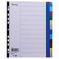 Zeigebuchregister Lyreco A4+, PP, 12teilig, weiss mit farbigen Tabs