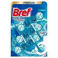Bref Color Aktiv akasztható WC-illatosító, türkizkék, óceánkék, 3 x 50 g