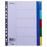 Lyreco A4+ display book ledger, PP, 5 pcs, white with coloured tabs