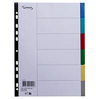Ledger Lyreco A4, PP, 6 pcs, white with coloured tabs