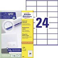 Avery 3475  Multi-Purpose Labels, 70 x 36 mm, Permanent, 24 Labels Per Sheet
