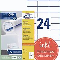 Avery Zweckform 3475 Universal-Etiketten, A4 mit ultragrip, 70 x 36 mm, weiß