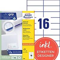 Étiquettes Avery Zweckform ultragrip 3484, 105x37 mm, blanc, paq. 1600 unités