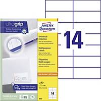 Avery Zweckform 3653 Universal-Etiketten, 105 x 42,3 mm, weiß, 14 Stück/Blatt