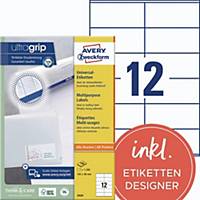 Avery Zweckform 3424 Universal-Etiketten, A4 mit ultragrip, 105 x 48 mm, weiß