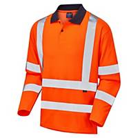 Leo Swimbridge Iso 20471 Class 3 Comfort Ecoviz Sleeved Polo Shirt Orange Large