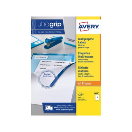 AVERY 3478 MULTI-FUNCTION/COPIER LABELS WITH SELVEDGE 210 X ...