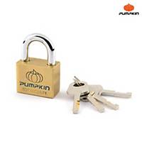 PUMPKIN กุญแจแขวนทองเหลือง รุ่นเหลี่ยม 39202 คอสั้น ขนาด 40 มม.