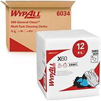 WypAll X60 White Quarterfold Cleaning Cloths 6034 - Pack of 12 x 68 White Cloths
