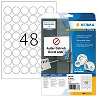 Étiquettes rondes Herma 4387, 30 mm, blanches, la boîte de 1.200 pièces
