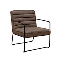 Decco Ribbed Lounge Chair with Black Metal Frame in Brown Leather D&I  Excl NI