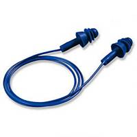 uvex whisper+ Detectable Corded Earplugs, 27dB, Blue, 50 Pairs