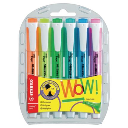 Evidenziatore a penna Stabilo Swing Cool in astuccio colori assortiti -  conf. 6