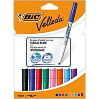 Bic® Velleda 1741 whiteboard pens, medium, bullet nib, assorted colours, pack 8