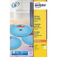 Avery L7760-25 Full Face CD Laser Labels Colour 117mm Diameter - Pack Of 25