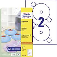 Etikety na CD Avery Zweckform, L7676-25, 25 hárkov, 50 kusov/balenie