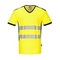 T-shirt haute visibilité Portwest PW310, décolleté V, taille S, jaune/noir