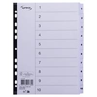 Przekładki do segregatora LYRECO, karton/laminat, A4, indeks 1-10, białe
