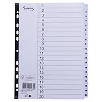 LYRECO MYLAR WHITE A4 1-20 NUMBERED TABBED INDEX SUBJECT DIVIDERS