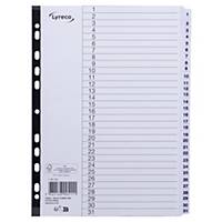LYRECO MYLAR WHITE A4 1-31 NUMBERED TABBED INDEX SUBJECT DIVIDERS