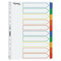 LYRECO MYLAR MULTI COLOUR A4 10-PART TABBED INDEX SUBJECT DIVIDERS