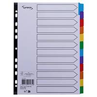 Ledger Lyreco A4, cardboard 170 g/m2, 12 pcs, white with coloured tabs
