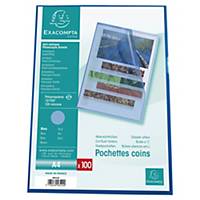Exacompta Cut Flush Grained Plastic Folder Blue 120 Micron A4-Pack of 100