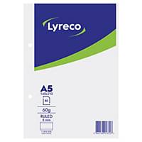 LYRECO PAD GLUED 2H-PUNCH A5 RUL 60G 80S