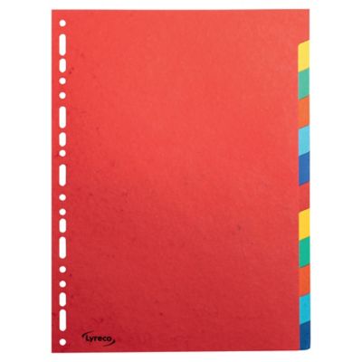 Divider Lyreco neutral, 12 tabs, cardboard, 11-holes