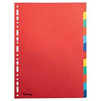 Register Lyreco blanko, A4, aus Karton, 12 Blatt, farbig