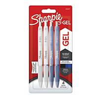 Sharpie Gel Fashion pen, white and blue, 0.7 mm, medium blue ink, pack of 4
