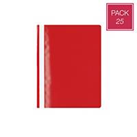 Pack de 25 pastas com fixador Lyreco Budget - A4 - PP - 150 folhas - vermelho