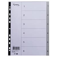Divider Lyreco numerical, 6 tabs, PP, 11-holes