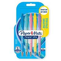 Paper Mate Flexgrip Ultra Pastel Ballpoint Pens - Black - Pack of 5