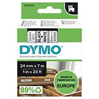 Teksttape Dymo D1, 24 mm, sort/hvid