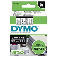 Dymo 40910 D1-etiketteerlint/tape 9mm zwart/transparant
