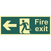  Fire exit man running arrow left  safety sign - photoluminescent