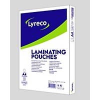 Lyreco lamineerhoezen voor warmlaminatie, A4, 200 (2x100) mic, glanzend, per 100