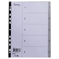 Lyreco numerical dividers 5 tabs PP 11-holes