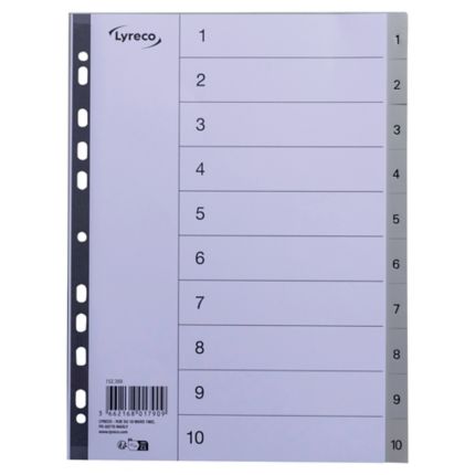 beweeglijkheid Articulatie Verantwoordelijk persoon Lyreco numerieke tabbladen, A4, PP, grijs, 11-gaats, per 10 tabs