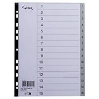 Lyreco Register 1-15, A4, aus Kunststoff, 15 Blatt, grau