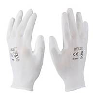 DELIGHT SAFETY GLOVES NYLON PU COATED SIZE 7 WHITE PAIR