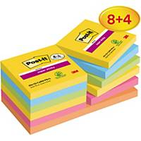 Notes adhésives Post-it Super Sticky Carnival pack promo, 76x76mm, 8+4 pcs.