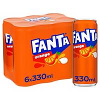 Fanta Orange frisdrank, pak van 6 sleek blikken van 33 cl