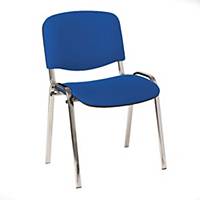 4 Leg Stacking Chair Blue with Chrome Frame